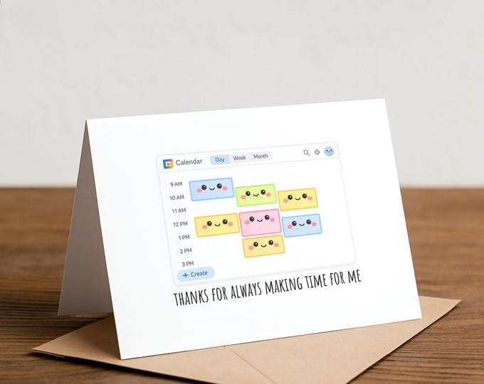 Handmade Google Calendar Thank You Card: Funny Office Note for Coworker