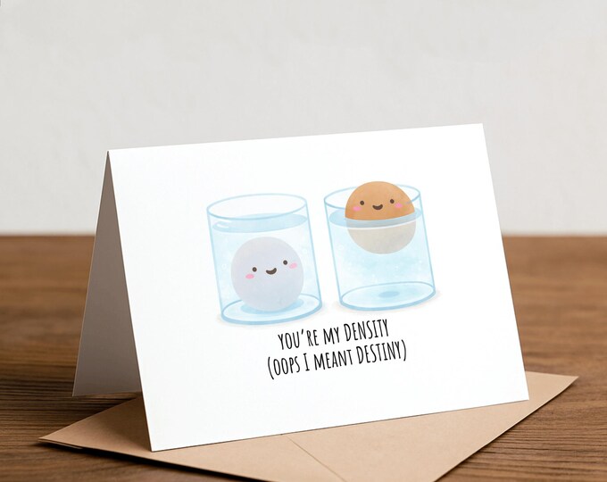 Funny Density Valentine's Day Card: Science Pun Greeting