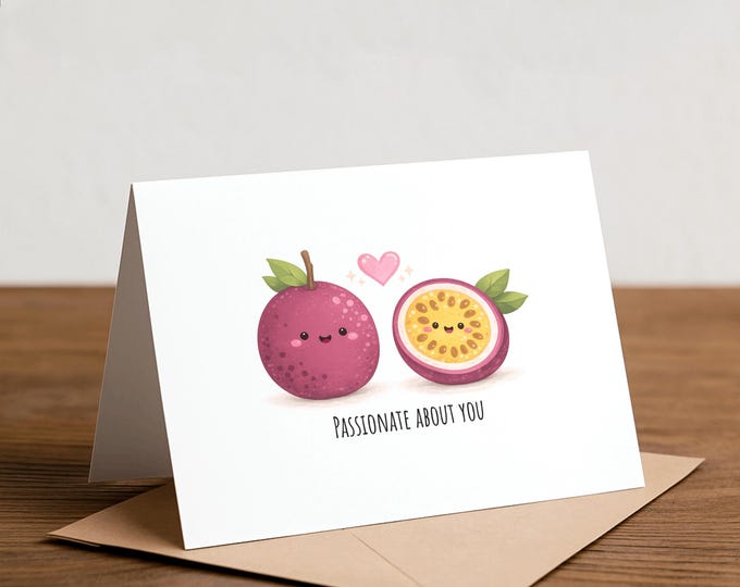 Passionfruit Valentine's Day Card: Handmade Greeting Card