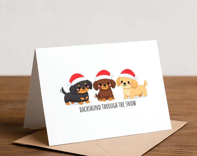 Dachshund Christmas Card: Funny Holiday Puppy Design
