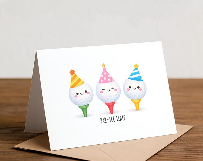 Golf Birthday Card – Partee Time, Funny Golfer Greeting Card