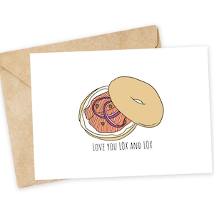 Love you LOX en LOX - Lox, bagel, valentijn, liefdeskaart, bedankt, bagelkaart
