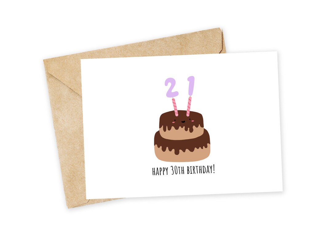 CUSTOM AGE Birthday Cake Card - Happy Birthday Card, Handmade Card ...
