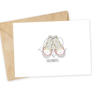 SOLEmates - carte de voeux âmes sœurs, carte Happy, carte Je t'aime, carte d'anniversaire, carte Punny, mandrins Converse, baskets, sneakerhead, rétro