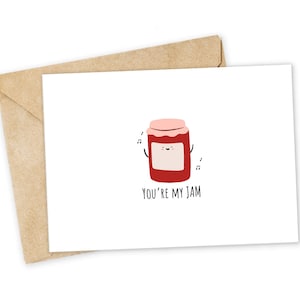 Eres mi JAM - Tarjeta de felicitación con mensaje de Jam, tarjeta de felicidad, tarjeta de Te amo, tarjeta para amantes de la comida, tarjeta de cumpleaños, tarjeta con mensaje de juego de palabras nerd, tarjeta de felicitación con mensaje de juego de palabras