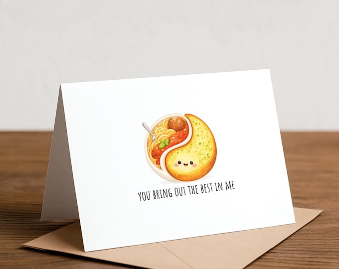 Yin Yang Food Pun Handmade Card: Valentines, Couples