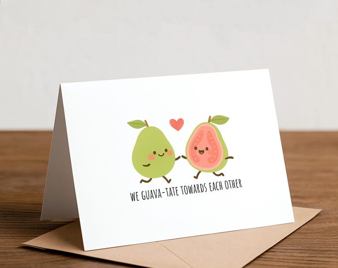 guava love card, fruit greeting card