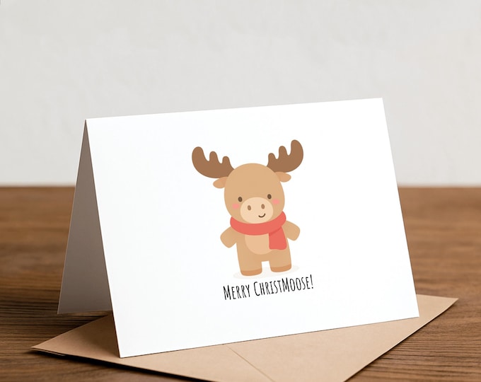 Merry Christmoose Christmas Card: Funny Pun Holiday Card