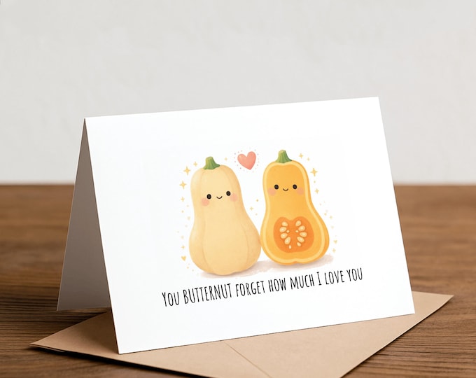 Butternut Squash Greeting Card: Funny Valentine Thank You Note