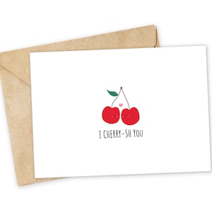 I CHERRY-sh you - Kirschen Grußkarte, Happy Card, I Love You Karte, Foodie Karte, Geburtstagskarte, Nerdy Pun Karte, Punny Grußkarte
