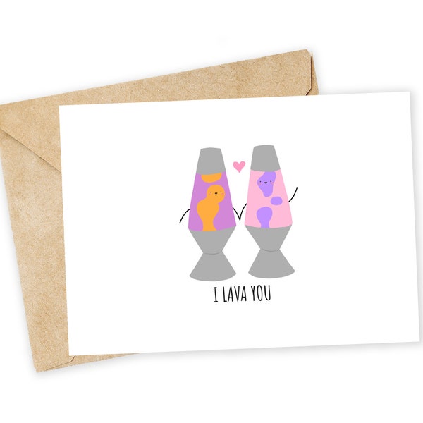 I LAVA You - Lava Lamp Greeting Card, Love Card, Thank you card, Valentine, Valentine's Day Card, Couples Card, Lava Lamp, Groovy, Retro