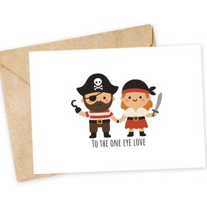 Funny Pirate Pun Card: One Eye Love - Handmade Valentine