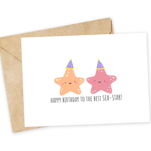 Buon compleanno alla MIGLIORE STELLA MARINA - Biglietto di auguri a forma di stella marina, biglietto di auguri, biglietto di auguri divertente, sirena, stella marina, stella marina, compleanno di una sorella