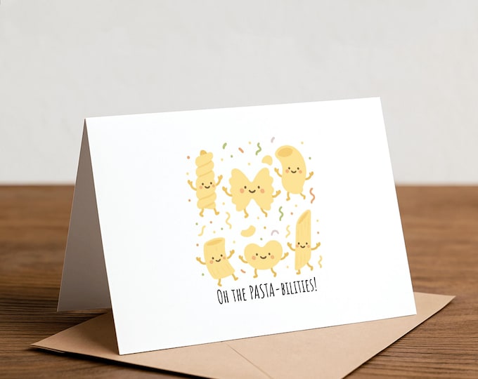 Pasta Pun Greeting Card: Funny Valentine, Thank You Card