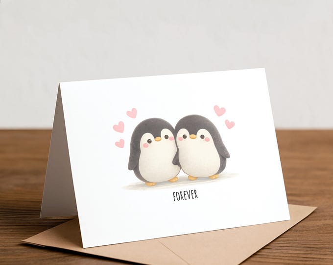 Penguin Greeting Card: Forever Friends, Valentine's Day