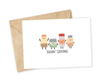 Seasons' Greetings - Greeting Card, Happy Holidays Card, Handmade Card, Foodie card, Christmas Card, Pun, Funny, Season's greetings