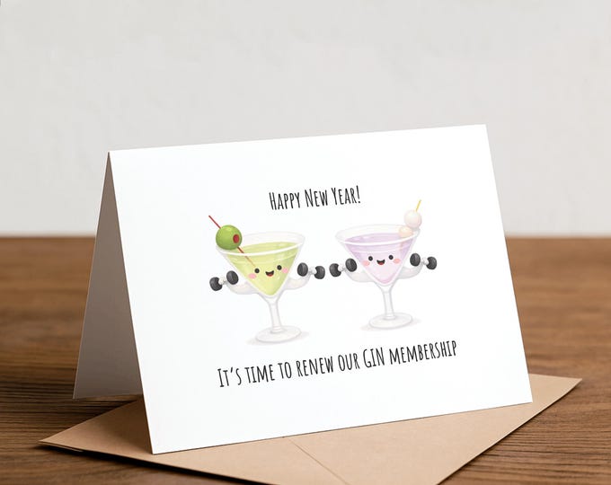Handmade Happy New Year Card: Martini Design