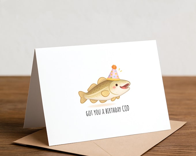 Funny Birthday Cod Card - Handmade Greeting Card