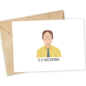 Es tu cumpleaños - Tarjeta de felicitación de Dwight Schrute, Tarjeta de la oficina, Tarjeta de cumpleaños, Tarjeta divertida, Tarjeta nerd, Feliz cumpleaños, lindo cumpleaños