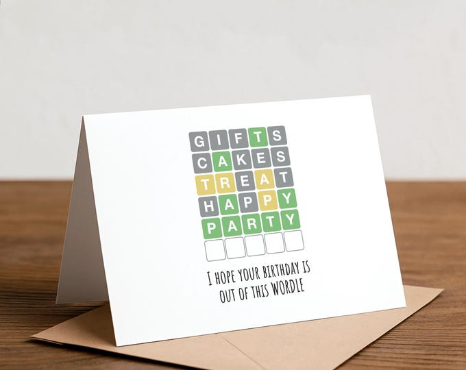 Funny Wordle Birthday Card: New York Times Game