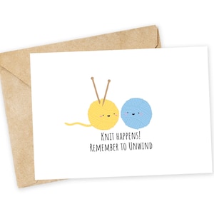 KNIT HAPPENS - Strick-Grußkarte, Happy Card, I Love You Karte, Garn, Handarbeitskarte, handgemacht, Wolle, Wolle, Garn, Handarbeit