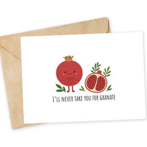 Nunca vou te confundir com romã - Cartão de felicitações de romã, Cartão de nota, Dia dos namorados engraçado, Cartão engraçado, Cartão de amor, Cartão de agradecimento, Cartão de frutas