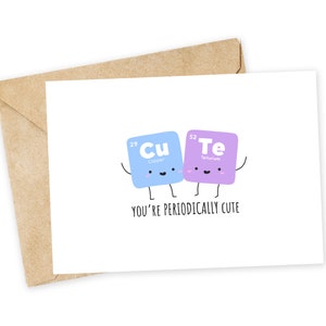 Vous êtes PÉRIODIQUEMENT MIGNON - Tableau périodique des éléments, chimie, jeu de mots sur la science, carte de la science, petit ami, couple, petite amie, anniversaire