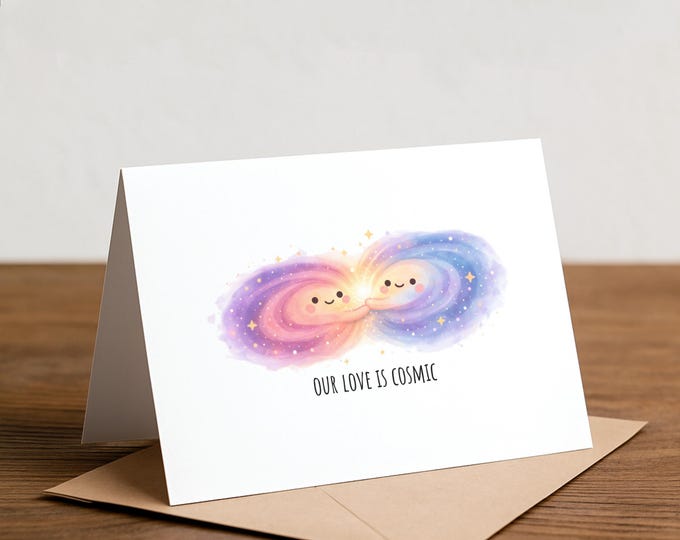 our love is cosmic - galaxy love card, anniversary, couples, husband, wife