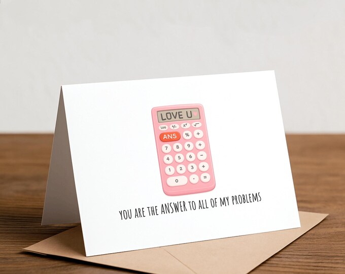 Calculator Valentine Card - Funny Math Pun, Handmade