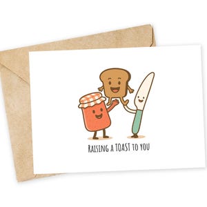 Raising a toast to you - Toast Greeting Card, Note Card, Funny valentine, Funny card, love Card, Thank you card, jam, toast, brunch