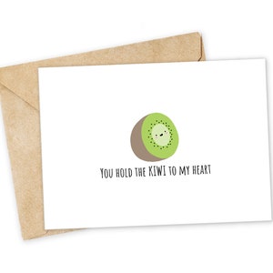 Tienes el KIWI en mi corazón - Tarjeta de felicitación KIWI, Tarjeta Te amo, Tarjeta gourmet, Tarjeta de cumpleaños, Tarjeta de juego de palabras nerd, Tarjeta de felicitación con juego de palabras