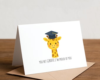 Giraffe Graduation Card: Funny Congrats Grad Handmade Card