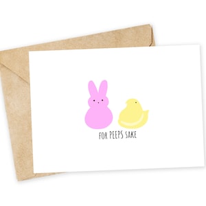 Por el amor de Dios: tarjeta de felicitación de Peeps, tarjeta de Pascua, tarjeta de Te amo, tarjeta de amante de la comida, tarjeta de cumpleaños, tarjeta con un juego de palabras, conejito, polluelo, primavera