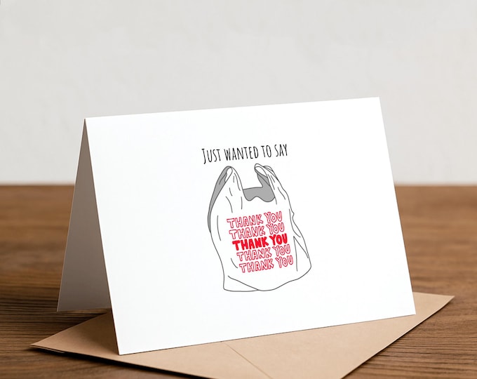 Funny Takeout Bag Thank You Card: Handmade Note Card