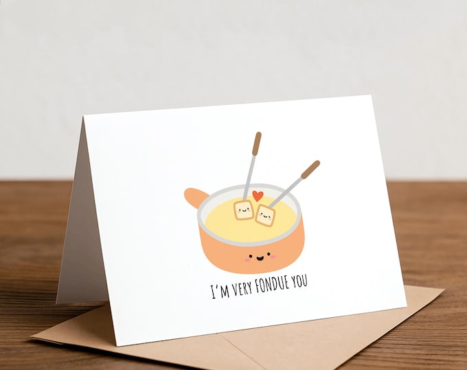 Fondue Love Card: Funny Pun Valentine's Day Card