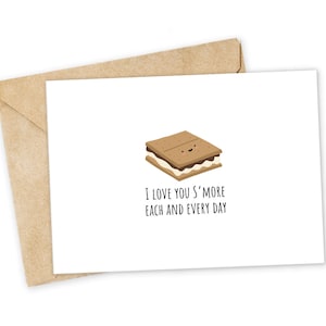 I love you SMORE each day S'MOREs Greeting Card, I Love You Card, Foodie card, Birthday Card, Nerdy Pun Card, Punny Greeting Card image 1