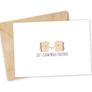 Cultivamos moho juntos - Tarjeta de felicitación de pan, tarjeta feliz, tarjeta de te amo, tarjeta de amante de la comida, tarjeta de cumpleaños, tarjeta de juego de palabras nerd, tarjeta de felicitación con juego de palabras