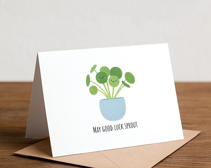 Pilea Pun Greeting Card: Funny Valentine, Thank You, good luck, new house, gift, housewarming