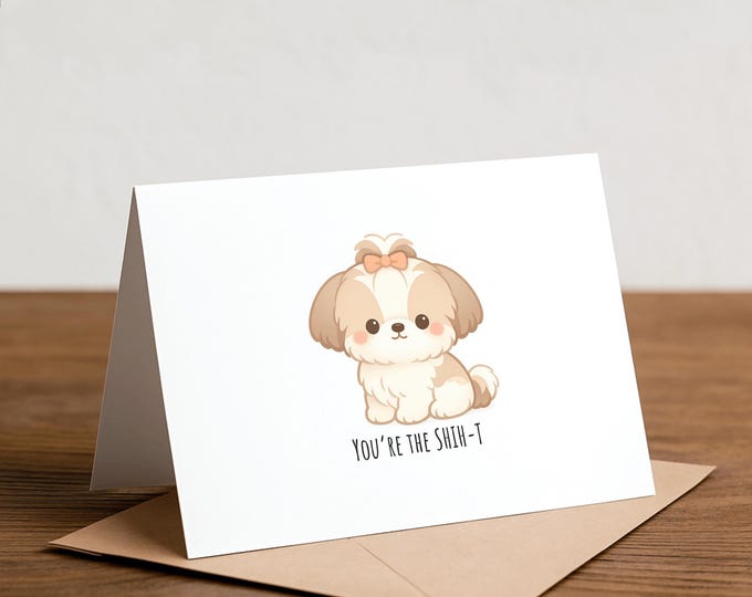 Shih Tzu Greeting Card: Puppy Thank You Card