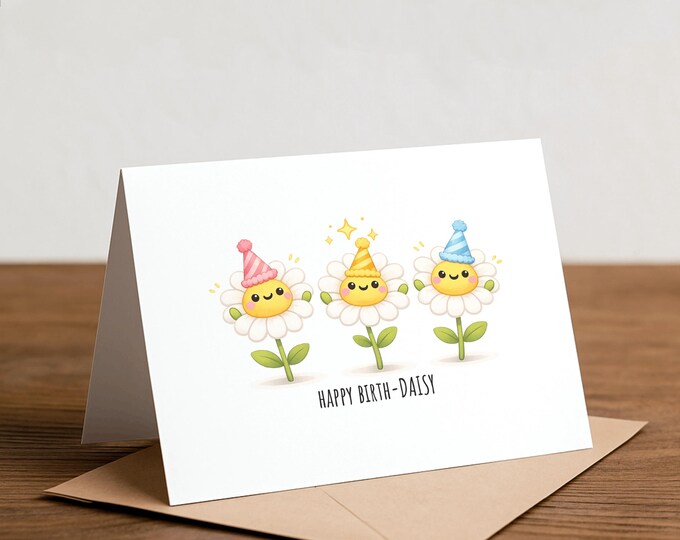 happy birth-DAISY Birthday Card - Handmade Flower Pun