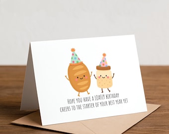 funny SOURDOUGH and bread starter birthday card