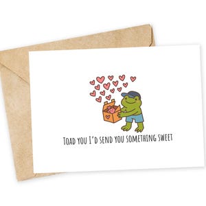 Je vous enverrais quelque chose de doux crapaud - carte de voeux grenouille, carte heureuse, carte je t'aime, cadeau doux, carte de jeu de mots, saint valentin, anniversaire, cadeau
