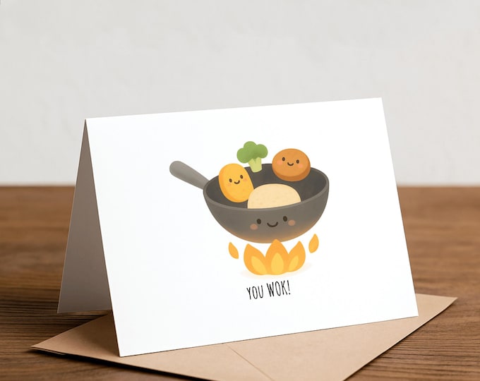 You Wok! Handmade Thank You Card - Funny Dad Joke