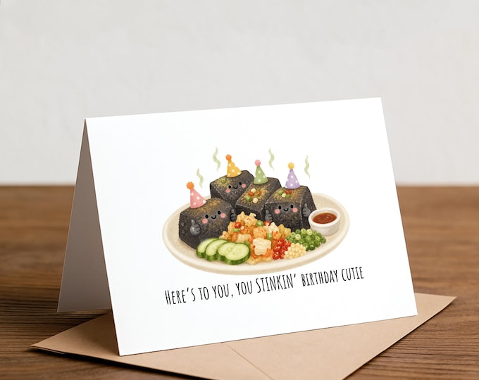 Stinky Tofu Birthday Card: cutie, street food, chinese food pun