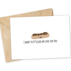 I want to D'ECLAIR my love for you - ECLAIR Grußkarte, I Love You Karte, Foodie Karte, Geburtstagskarte, Nerdy Pun Karte, Punny Grußkarte