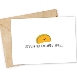 Let's TACO - Carte de voeux TACO, carte Happy, carte Je t'aime, carte de fin gourmet, carte d'anniversaire, carte de jeu de mots ringard, carte de voeux de petit chien