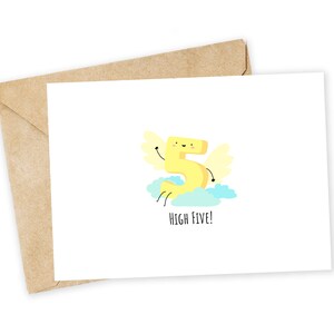 High Five ! - Carte de voeux Punny, carte de félicitations, carte de remerciement, étudiant, remise des diplômes, ange, nuage, High 5