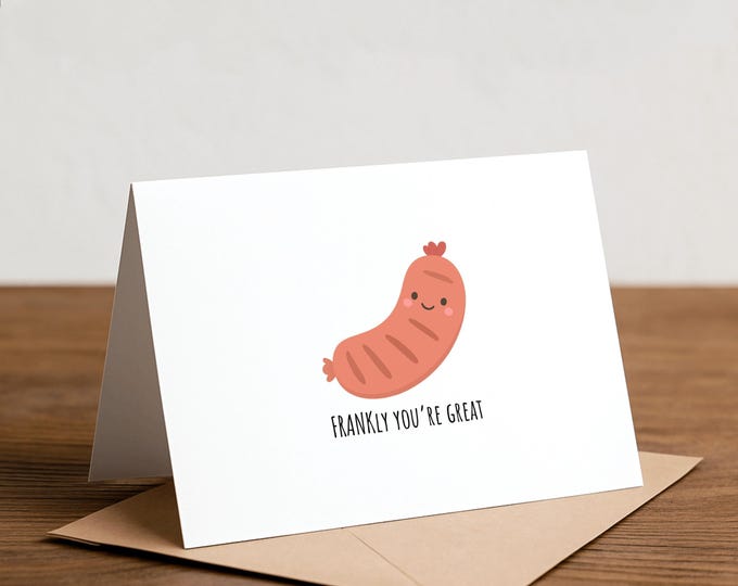 Funny Sausage Greeting Card - Frank Valentine Thank You Card