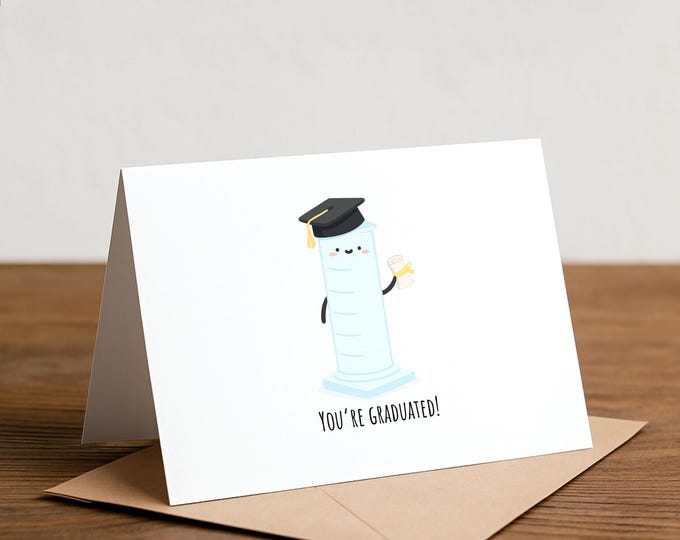 Graduation Card: Punny Chemistry Graduated Cylinder Design