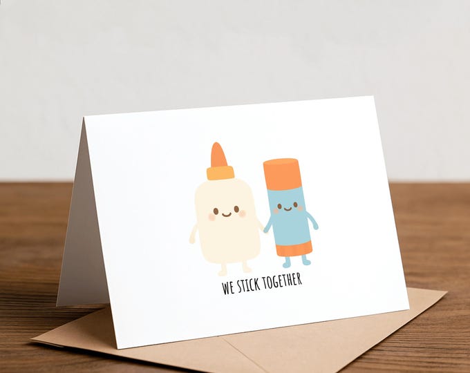 Funny Glue Thank You Card: we stick together